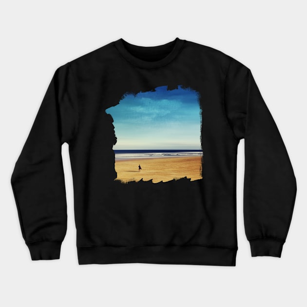 What Now - Surfer On Beach Crewneck Sweatshirt by DyrkWyst